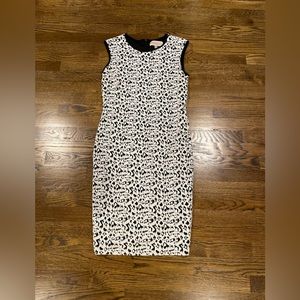Philosophy Black & White Subtle Leopard Print Midi Dress